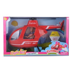*DEFA Lucy Набор с куклой "Полёт на вертолёте" (28,5 см, вертолёт, подвиж, свет, звук, красный)