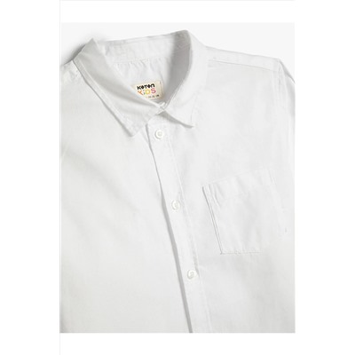 Рубашка с длинным рукавом и карманом, классический классический воротник, хлопок 4WKB60005TW