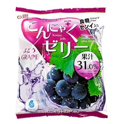 Желе конняку со вкусом винограда Yukiguni Aguri, Япония, 96 г (16 г*6шт) Акция