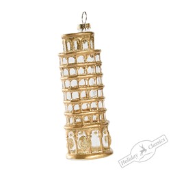 Пизанская башня прозрачно-золотая (стекло) 4,5х4,5х13 см