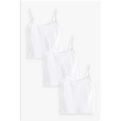 White Cropped Cami Vest 3 Pack (5-16yrs)