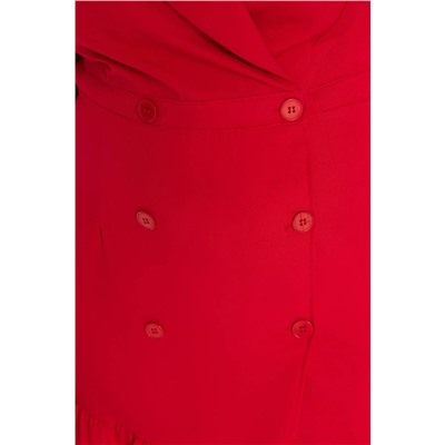 Красное мини-тканое платье-жакет больших размеров без подкладки с рукавами три четверти TBBAW23AH00042