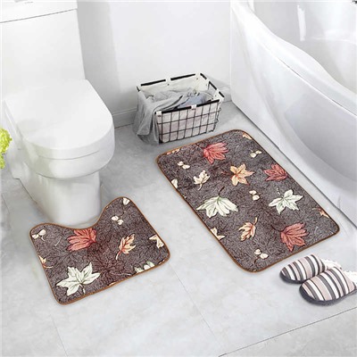 Набор ковриков для ванной и туалета Доляна «Осенние листья», 2 шт, 40×50, 50×80 см
