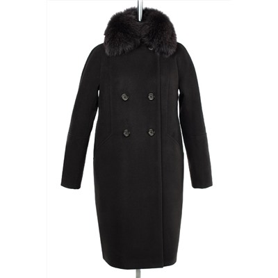 02-3010 Пальто женское утепленное Пальтовая ткань черный