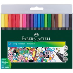 Набор капиллярных ручек Faber-Castell "Grip Finepen" 20цв., 0,4мм, трехгран., пласт. уп., европодвес