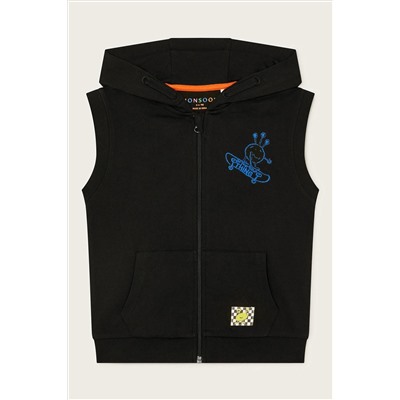 Monsoon Sleeveless Zip-Up Black Hoodie