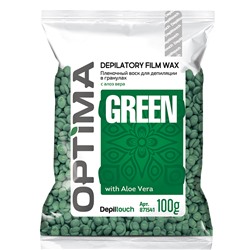 Воск для депиляции пленочный OPTIMA Green, 100 гр, бренд - Depiltouch Professional