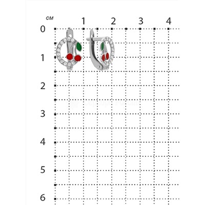 Серьги детские из серебра с цветной эмалью родированные 925 пробы 5017э