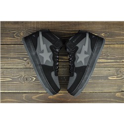 Утепленные Bapesta Mid Black wiht Найк из натуральной и комбинированной кожи