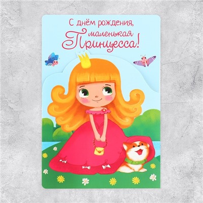 Поздравительная открытка с раскраской «С Днём рождения», принцесса, 12 × 18 см