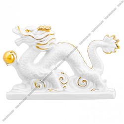 Фигурка h15х9см "Китайский дракон" бел+золото, п/у