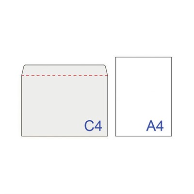 Конверты С4 (229х324 мм), отрывная лента, 100 г/м2, КОМПЛЕКТ 500 шт.