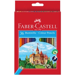 Карандаши цветные Faber-Castell "Замок", 36цв., шестигр., заточ., картон, европодвес