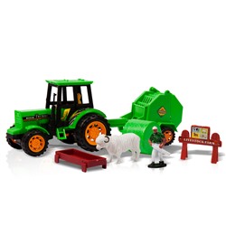 *Handers фрикционная игрушка "Трактор с прицепом: Посевные работы" (29,5 см, человек, животн., аксесс.)