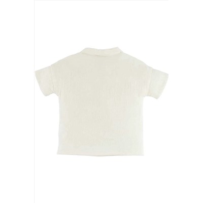Муслиновая рубашка цвета экрю для мальчика 15259