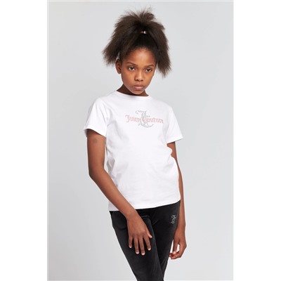 Juicy Couture Classic Fit Girls Diamante White T-Shirt