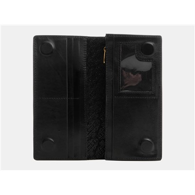 Черный кожаный кожаный аксессуар с росписью из натуральной кожи «KH003 Black Волчица в цветах»