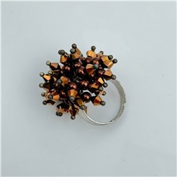 Кольцо с хрусталем и бусинкой под жемчуг цвет бронза 5