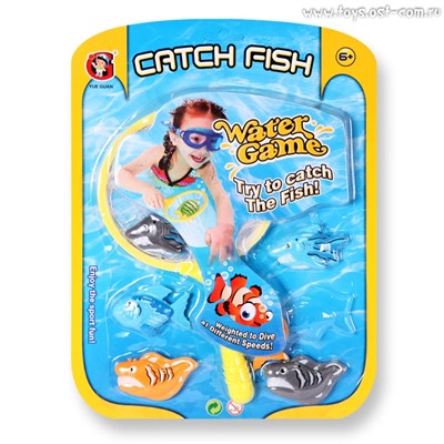 **YG Sport Детская игра "Подводная охота" в блистере (сачок, рыбки  6 шт.)