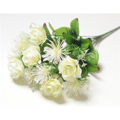 Искусственные цветы, Ветка в букете роза 13 веток с одуванчиком (1010237)
