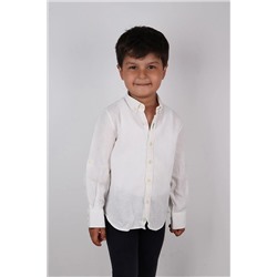 Детская рубашка из льна и хлопка белого цвета Ege DK2006055010001