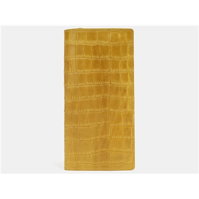 Желтый кожаный кошелек из натуральной кожи «KH003 Yellow Croco»
