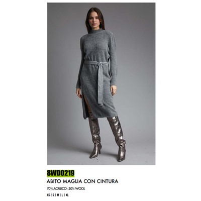 8WD0219 ABITO MAGLIA CON CINTURA