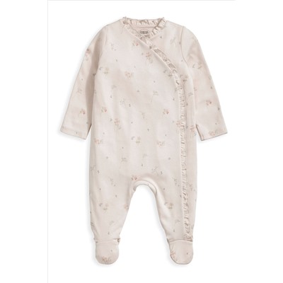 Mamas & Papas Pink Floral Frill Detail Sleepsuit