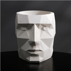 Кашпо полигональное «Голова», цвет белый, 11 × 12 см