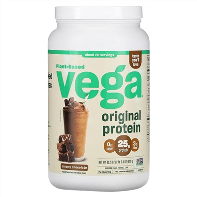Vega, Оригинальный протеин на растительной основе, сливочный шоколад, 920 г (2 фунта 0,5 унции)