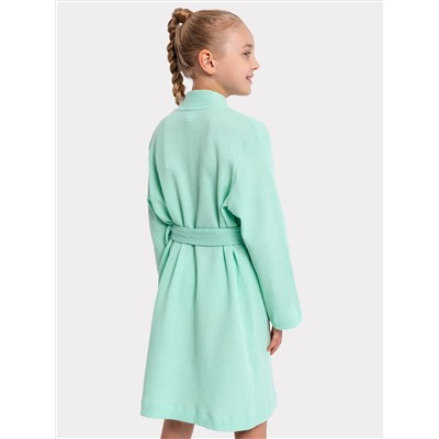 Вафельный халат для девочек в мятно-зеленом оттенке