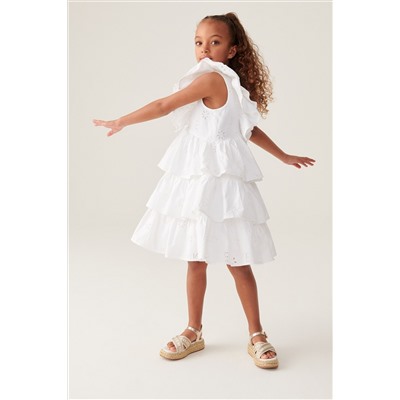 Baker by Ted Baker Frilled Broderie White Dress