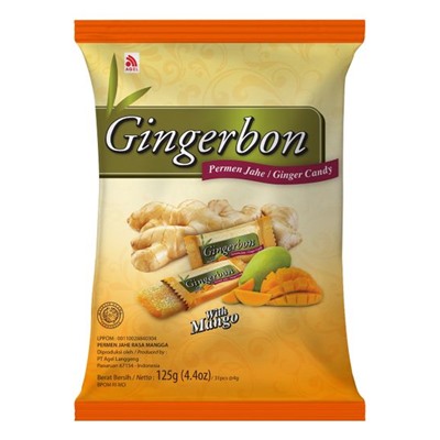 Имбирные конфеты  жевательные с манго, Gingerbon, 125г.