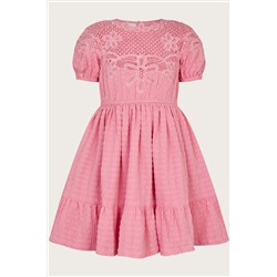 Monsoon Pink Crochet Woven Dress