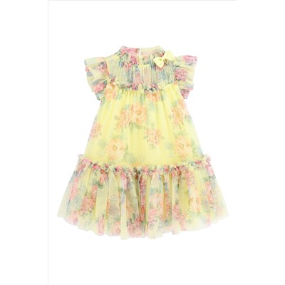 Angels Face Yellow Marigold Flower Tulle Sherbert Dress