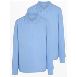 Голубая школьная рубашка поло с длинным рукавом (2 шт.)
