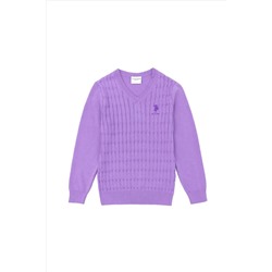 Базовый свитер сиреневого цвета для девочки Неожиданная скидка в корзине