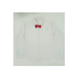 Одежда для выступлений Одежда на 23 апреля Белая льняная рубашка Красный галстук-бабочка