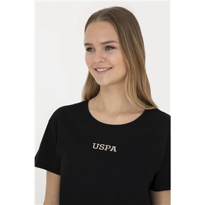 Женская черная футболка с круглым вырезом Неожиданная скидка в корзине