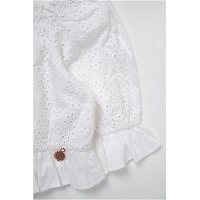 Angel & Rocket Cleo White Broderie Puff Sleeve Top