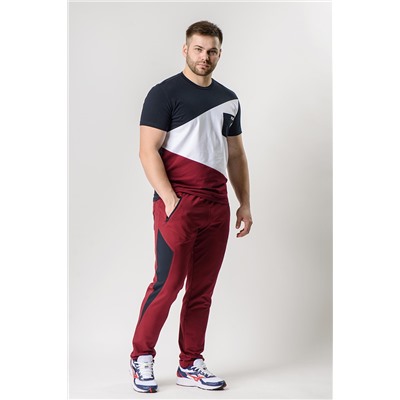 Спортивные брюки М-1228: Бордо / Тёмно-синий