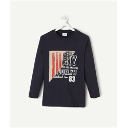 NAVY BLUE T-SHIRT WITH FLAG