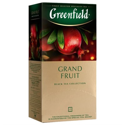 Чай GREENFIELD "Grand Fruit" черный с гранатом, гибискусом, розмарином, 25 пакетиков в конвертах по 1,5 г, 1387-10