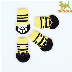 Носки нескользящие "Пчёлка", размер L (3,5/5 * 9 см), набор 4 шт, жёлтые