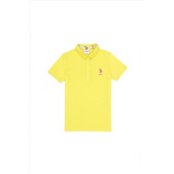 Неоново-желтая базовая футболка с воротником-поло для девочек Неожиданная скидка в корзине