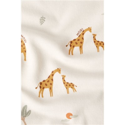 MORI Cream Organic Cotton & Bamboo Giraffe Print Long Sleeve Bodysuit