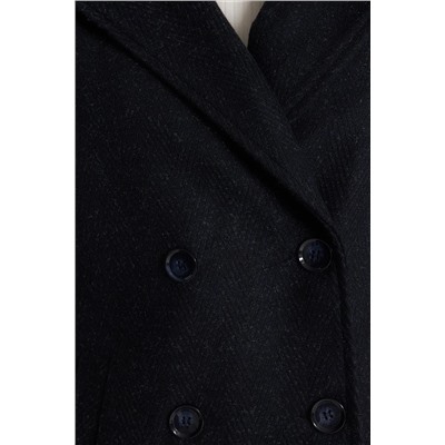 Темно-синее пальто-манжеты на одной пуговице TBBAW24DD00008
