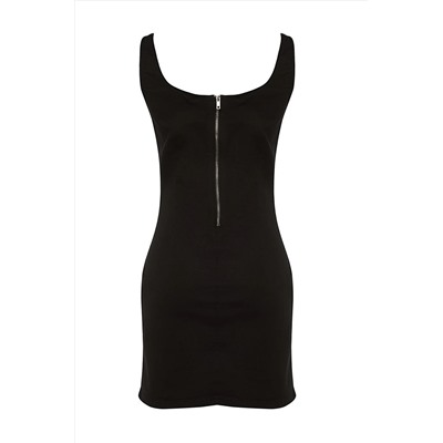 Черное джинсовое мини-платье с пуговицами TWOSS23EL02352
