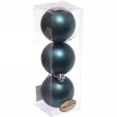 Новогодние шары 6 см (набор 3 шт) "Матовый", темный нефрит