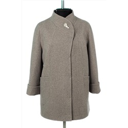 01-10931 Пальто женское демисезонное валяная шерсть серо-бежевый